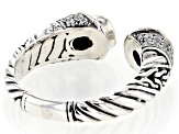Citrine With Cubic Zirconia Accent rling Silver Cable Cuff Ring 1.28ctw