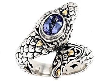 Picture of Tanzanite Sterling Silver With 18K Yellow Gold Accent Snake Wrap Ring 0.67ct