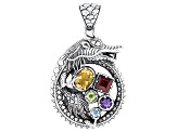 Multi-Stone Sterling Silver Dragon Pendant 3.47ctw