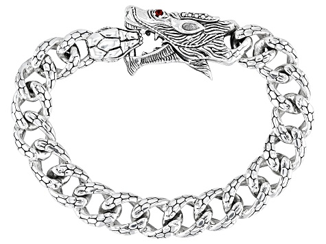 Red Garnet Sterling Silver Dragon Bracelet .012ctw