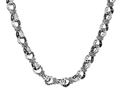 20"L Sterling Silver Balinese Interlock Beaded Necklace