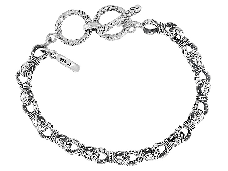Sterling Silver Balinese Rolo Kerawang Chain Bracelet 6.75mm