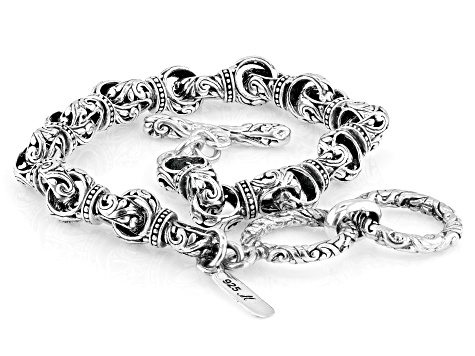Sterling Silver Balinese Rolo Kerawang Chain Bracelet 6.75mm