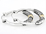 Sterling Silver With 18K Yellow Gold Accents Filigree Hoop Earrings