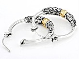 Sterling Silver With 18K Yellow Gold Accents Filigree Hoop Earrings