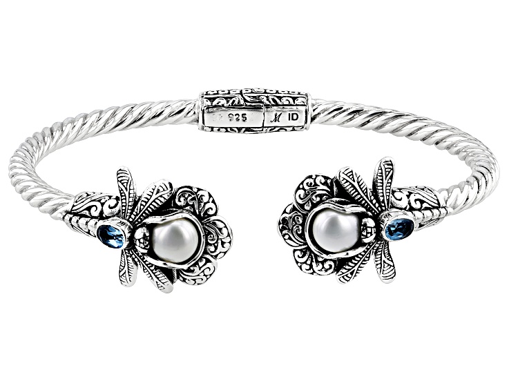 価格は安く Pearl Freshwater Cultured 6.5-7mm & Topaz Blue Swiss アクセサリー