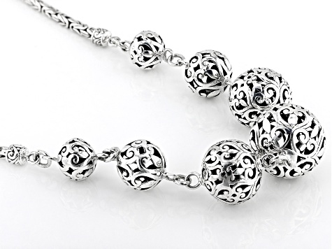 Sterling Silver Ball Station Necklace