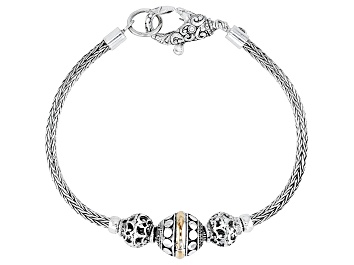 Picture of Sterling Silver & 18K Yellow Gold Accent Ball Station Bracelet