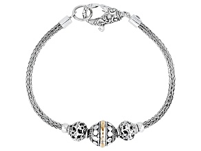Sterling Silver & 18K Yellow Gold Accent Ball Station Bracelet