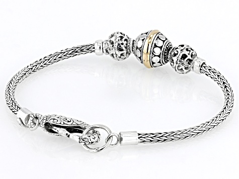 Sterling Silver & 18K Yellow Gold Accent Ball Station Bracelet