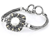 12.5-13mm White Cultured Mabe Pearl Sterling Silver & 18K Gold Accent Bracelet