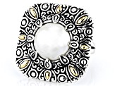 12.5-13mm White Cultured Mabe Pearl Sterling Silver & 18K Yellow Gold Accent Ring
