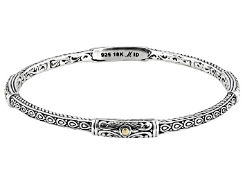 Picture of Sterling Silver & 18K Yellow Gold Accents Bangle Bracelet