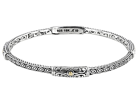 Sterling Silver & 18K Yellow Gold Accents Bangle Bracelet