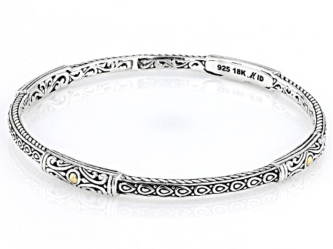 Sterling Silver & 18K Yellow Gold Accents Bangle Bracelet - BAL245