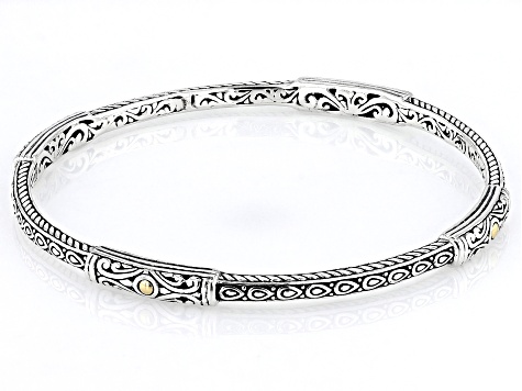 Sterling Silver & 18K Yellow Gold Accents Bangle Bracelet