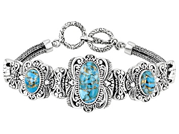 Picture of Blue Mohave Turquoise Sterling Silver Station Bracelet