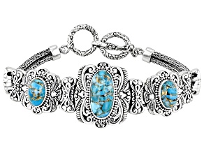 Blue Mohave Turquoise Sterling Silver Station Bracelet