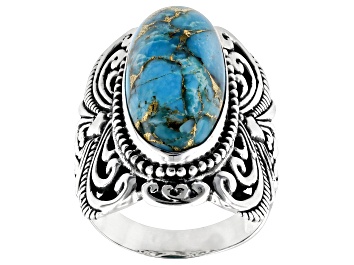 Picture of 10x20mm  Blue Mohave Turquoise Sterling Silver Ring