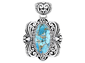 10x20mm Blue Mohave Turquoise Sterling Silver Pendant