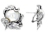 12-13mm White Cultured Mabe Pearl Sterling Silver Earring