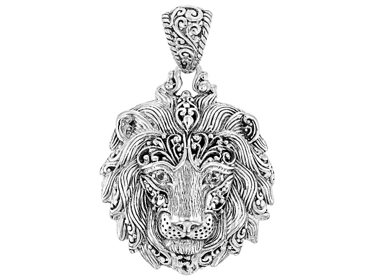 White Zircon Silver Lion Pendant 0.12ctw - BAL253 | JTV