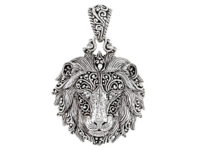 White Zircon Silver Lion Pendant 0.12ctw