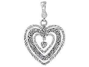 Sterling Silver Graduated Heart Enhancer Pendant