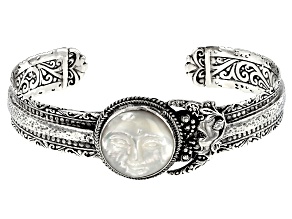 Carved White Mother Of Pearl Sterling Silver Celestial Bracelet