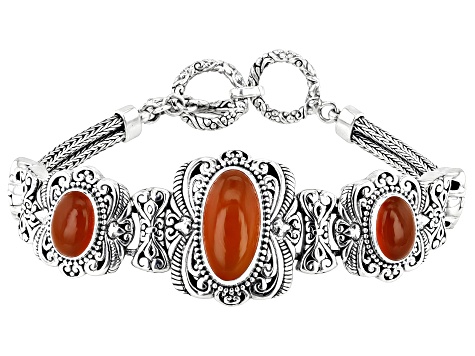 Carnelian Sterling Silver Station Bracelet