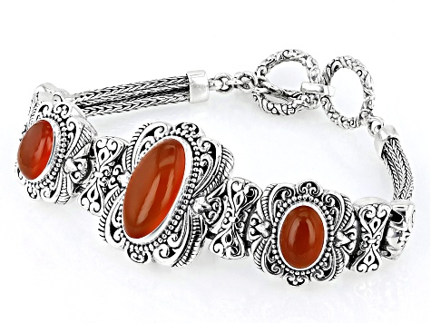 Carnelian Sterling Silver Station Bracelet