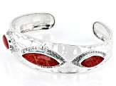 Red Indonesian Coral Sterling Silver Hammered Cuff Bracelet