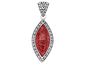 24x11mm Red Indonesian Coral Sterling Silver Pendant