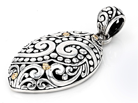 Sterling Silver With 18K Gold Accents Filigree & Jawan Beaded Pendant