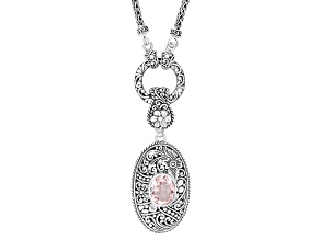 Morganite Color Quartz Triplet Silver 20" Necklace With Removable Enhancer Pendant 3.40ct