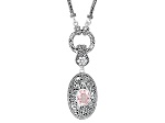 Morganite Color Quartz Triplet Silver 20" Necklace With Removable Enhancer Pendant 3.40ct
