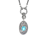 Paraiba Color Quartz Triplet Silver 20" Necklace With Removable Enhancer Pendant 3.60ct