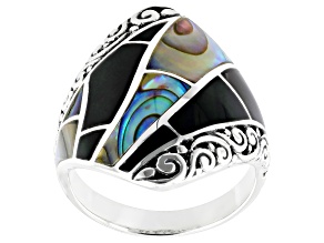 Abalone Shell & Black Mother-of-Pearl Sterling Silver Ring