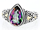 Magic Green™ Quartz Sterling Silver & 18K Yellow Gold Accents Scroll Ring 2.20ct