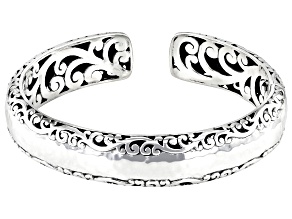 Sterling Silver Filigree & Hammered Cuff Bracelet