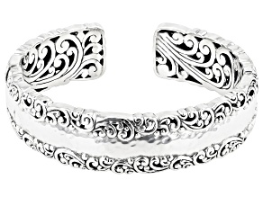 Sterling Silver Filigree & Hammered Cuff Bracelet