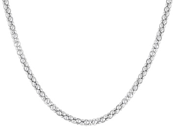 14K Yellow Gold with White Rhodium Diamond Oval Link 18 Inch Necklace