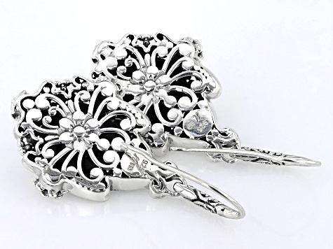 White Cultured Mabe Pearl Sterling Silver Floral Earrings 10-11mm