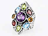 Multi-Gemstone Sterling Silver Statement Ring 8.03ctw