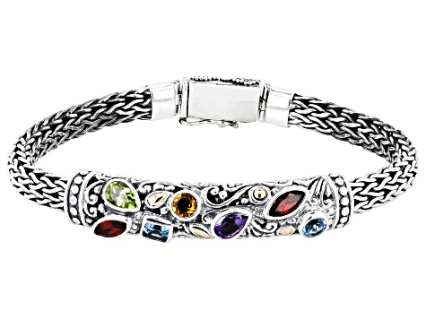 Multi-Gemstone Sterling Silver Bracelet 2.17ctw