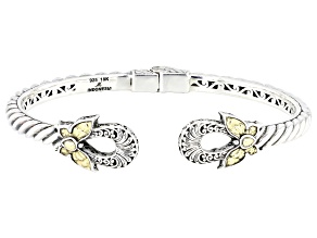 Sterling Silver With 18K Gold Butterfly Accents Cuff Bracelet