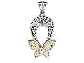 Sterling Silver With 18K Gold Accents Butterfly Pendant