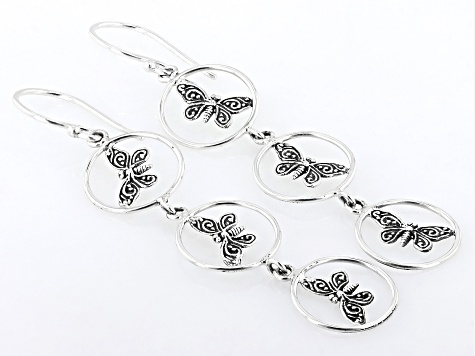 Sterling Silver Butterfly Dangle Earrings