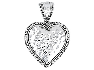 Sterling Silver Hammered Textured Heart Enhancer Pendant