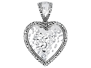 Sterling Silver Hammered Textured Heart Enhancer Pendant